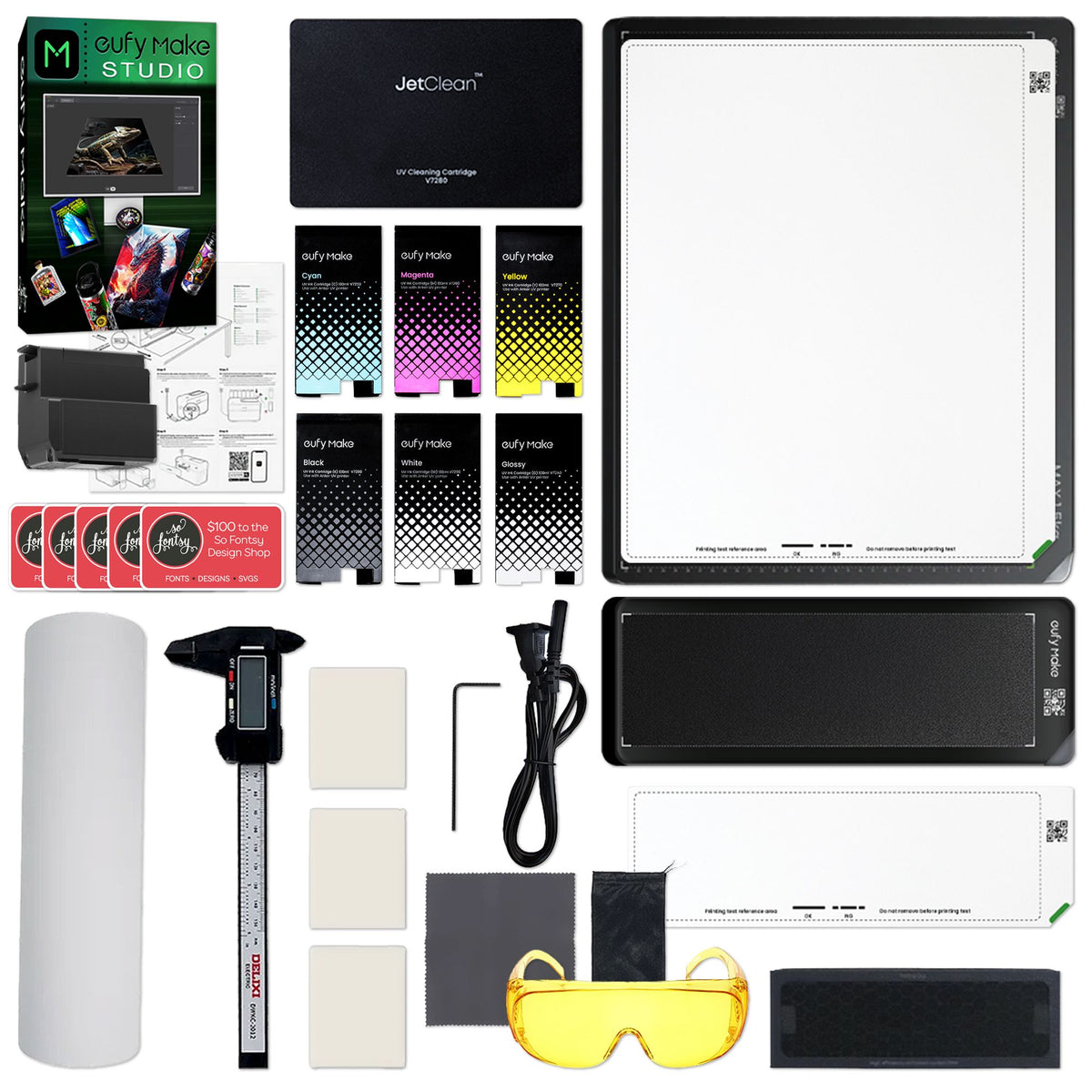 eufyMake E1 UV DTF &amp; Direct To Object Printer w/ Ink &amp; Roll-To-Film Attachment DTF Bundles Eufymake 