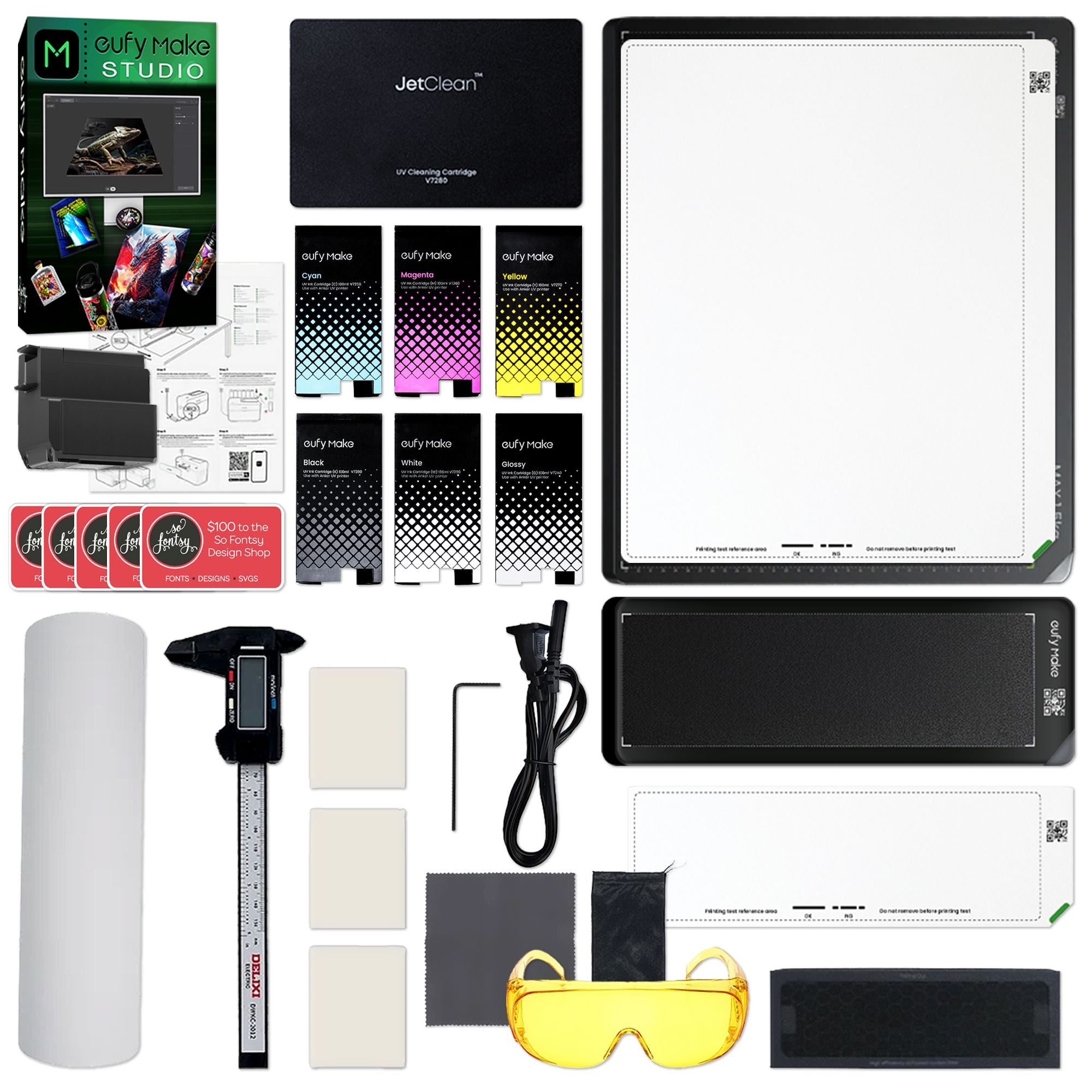 eufyMake E1 UV DTF & Direct To Object Printer w/ Ink & Roll-To-Film Attachment DTF Bundles Eufymake 