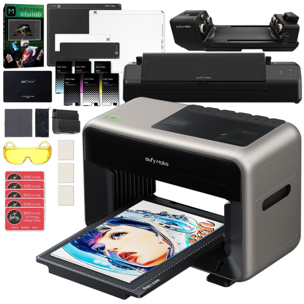 eufyMake E1 UV DTF &amp; Direct To Object Printer with Rotary &amp; Laminator - Swing Design