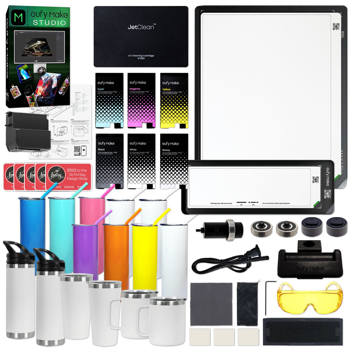 eufyMake E1 UV DTF &amp; Direct To Object Printer with Rotary Starter Kit DTF Bundles Eufymake 