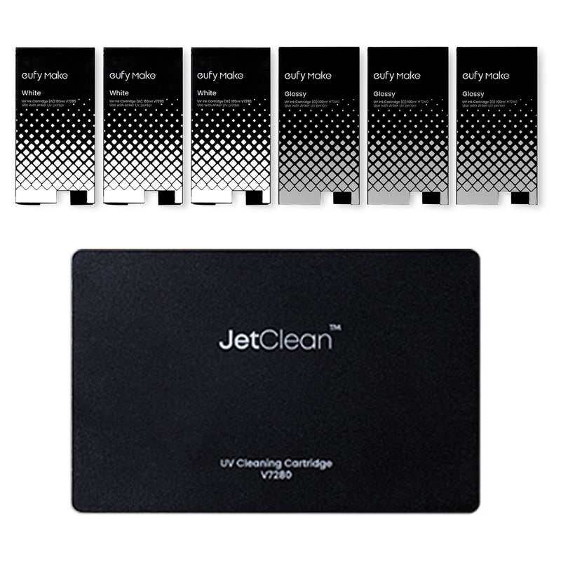 eufyMake E1 UV Replacement Ink Set - 3 White, 3 Gloss & Cleaning Cartridge DTF Eufymake 