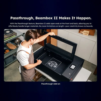 FLUX Beambox II 55W C02 Laser Cutter & Engraver with 4-in-1 Rotary & Auto Feeder - Swing Design28