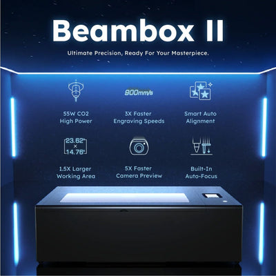 FLUX Beambox II 55W C02 Laser Cutter & Engraver with 4-in-1 Rotary & Auto Feeder - Swing Design15