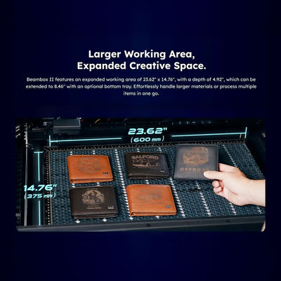 FLUX Beambox II 55W C02 Laser Cutter & Engraver with 4-in-1 Rotary & Auto Feeder - Swing Design24