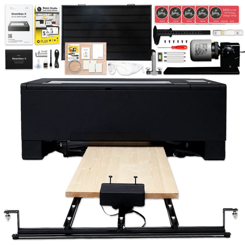 FLUX Beambox II 55W C02 Laser Cutter & Engraver with 4-in-1 Rotary & Auto Feeder - Swing Design1