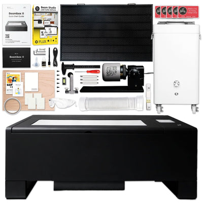FLUX Beambox II 55W C02 Laser Cutter with 4-in-1 Rotary Tool, Riser &amp; Air FilterWith Beam Air Filter - Swing Design1