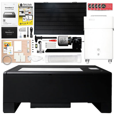 FLUX Beambox II 55W C02 Laser Cutter with 4-in-1 Rotary Tool, Riser & Air FilterWith Beam PRO Air Filter +$800 - Swing Design2