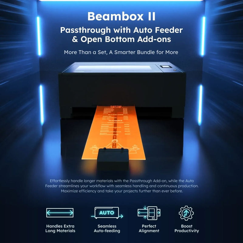 FLUX Beambox II Passthrough & Open Bottom Frame with Auto Feeder - Swing Design12