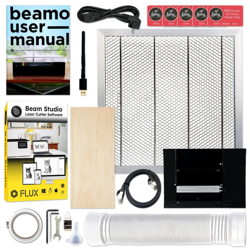 FLUX Beamo 30W C02 Laser Cutter & Engraver with Cylindrical Rotary Tool - Swing Design4
