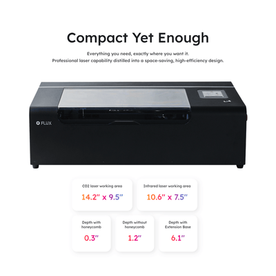 FLUX Beamo II 30W C02 Laser Cutter & Engraver with Riser, Rotary, Air Filter Swing Design 17