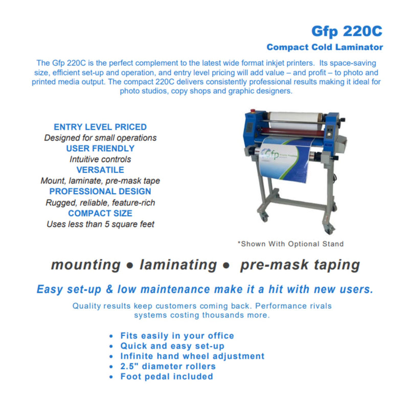 GFP 220C Compact Tabletop Cold Roll Laminator Stand Eco Printers GFP 