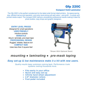 GFP 220C Compact Tabletop Cold Roll Laminator w/ Stand - 20" Eco Printers GFP 
