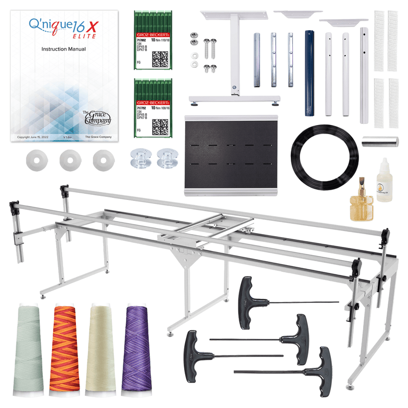 Grace 16X Longarm Bundle with Q-Zone Queen PRO Quilting Frame Swing Design 3