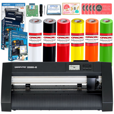 Graphtec CE8000-40 15” Vinyl Cutter w/ Oracal Bundle, Software &amp; 2 Year Warranty Graphtec Bundle Graphtec CE8000-40 15&quot; Wide &quot;E -Class&quot; Desktop Cutter 