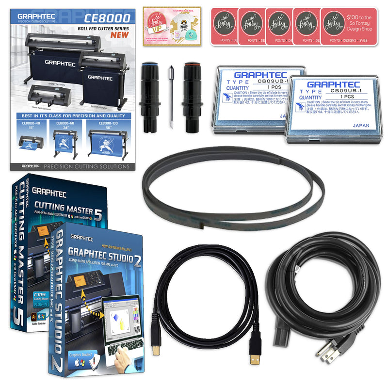 Graphtec CE8000-60 24in Vinyl Cutter with Catch Basket & Deluxe Accessories Graphtec Bundle Graphtec 