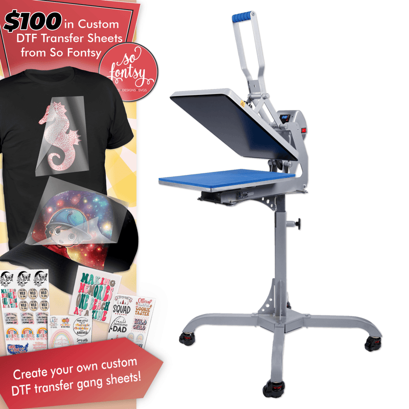 Hotronix Automatic Clam Heat Press - 16″ x 20″ with $100 in DTF Custom Transfers Swing Design 1