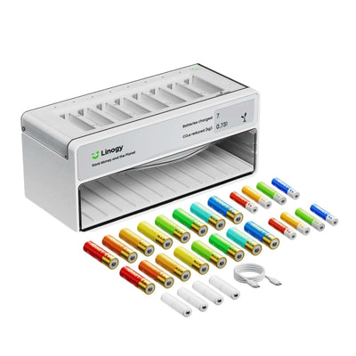 Linogy AA & AAA Smart Battery Recharging System All-in-One Bundle - Swing Design2