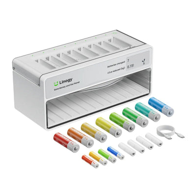 Linogy AA & AAA Smart Battery Recharging System Bundle - Swing Design