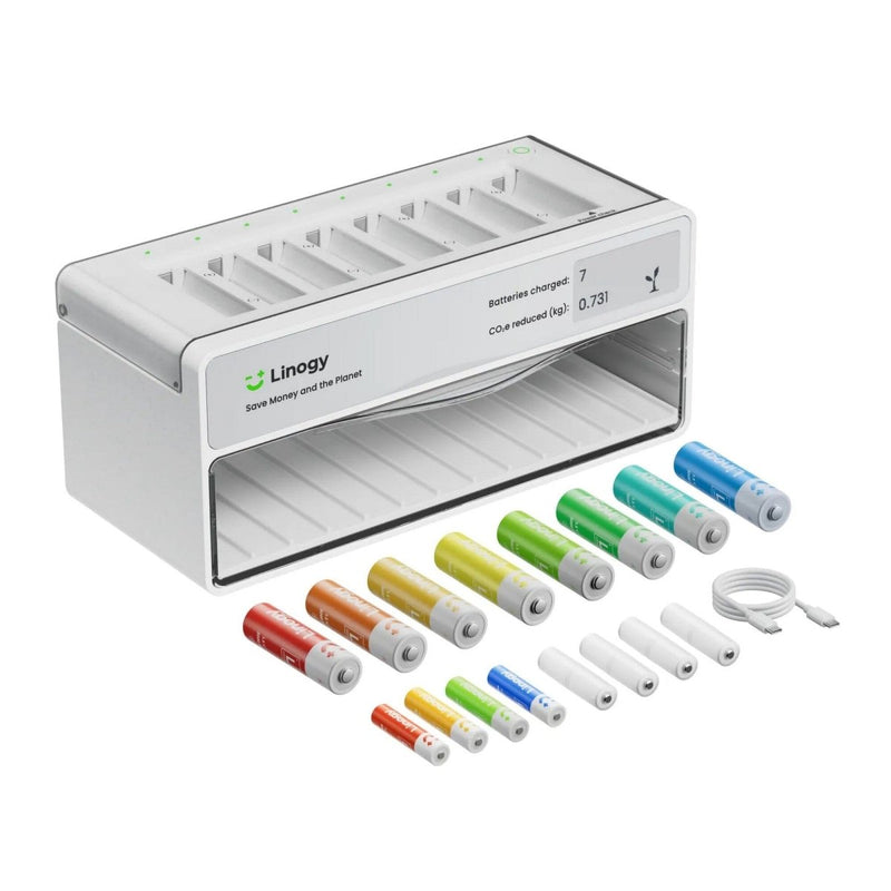 Linogy AA & AAA Smart Battery Recharging System Bundle - Swing Design