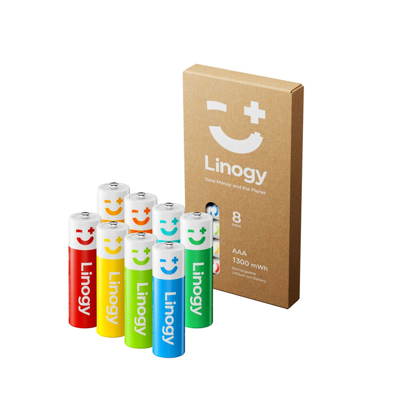 Linogy AAA 1.5V Li-ion Rechargeable Batteries - 8 Pack Batteries Linogy 