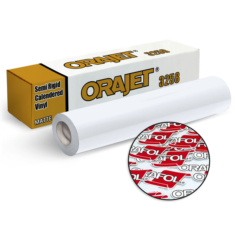 Orajet 3258 Semi Rigid 6 mil Printable Matte Adhesive Vinyl - 30" x 100 FT Vinyl Oracal 
