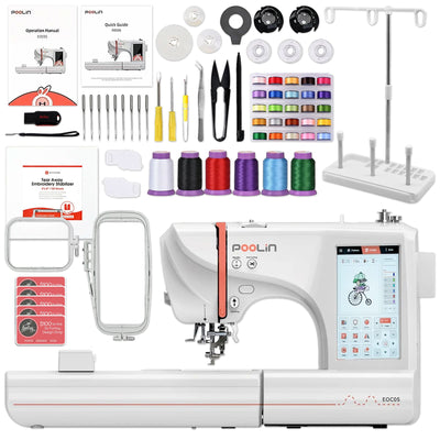POOLIN EOC05 4in x 9.2in Computerized Embroidery Machine Base Bundle Brother Sewing Bundle Poolin 