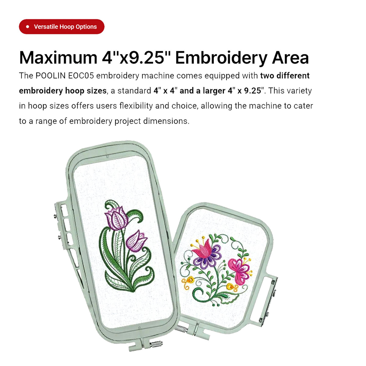 Poolin EOC05 4in x 9.2in Computerized Embroidery Machine For Beginners Brother Sewing Bundle Poolin 