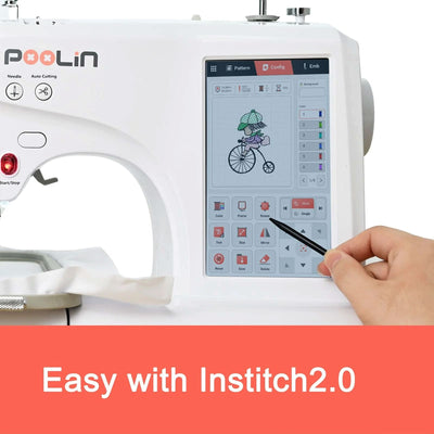 Poolin EOC05 4in x 9.2in Computerized Embroidery Machine For Beginners Brother Sewing Bundle Poolin 