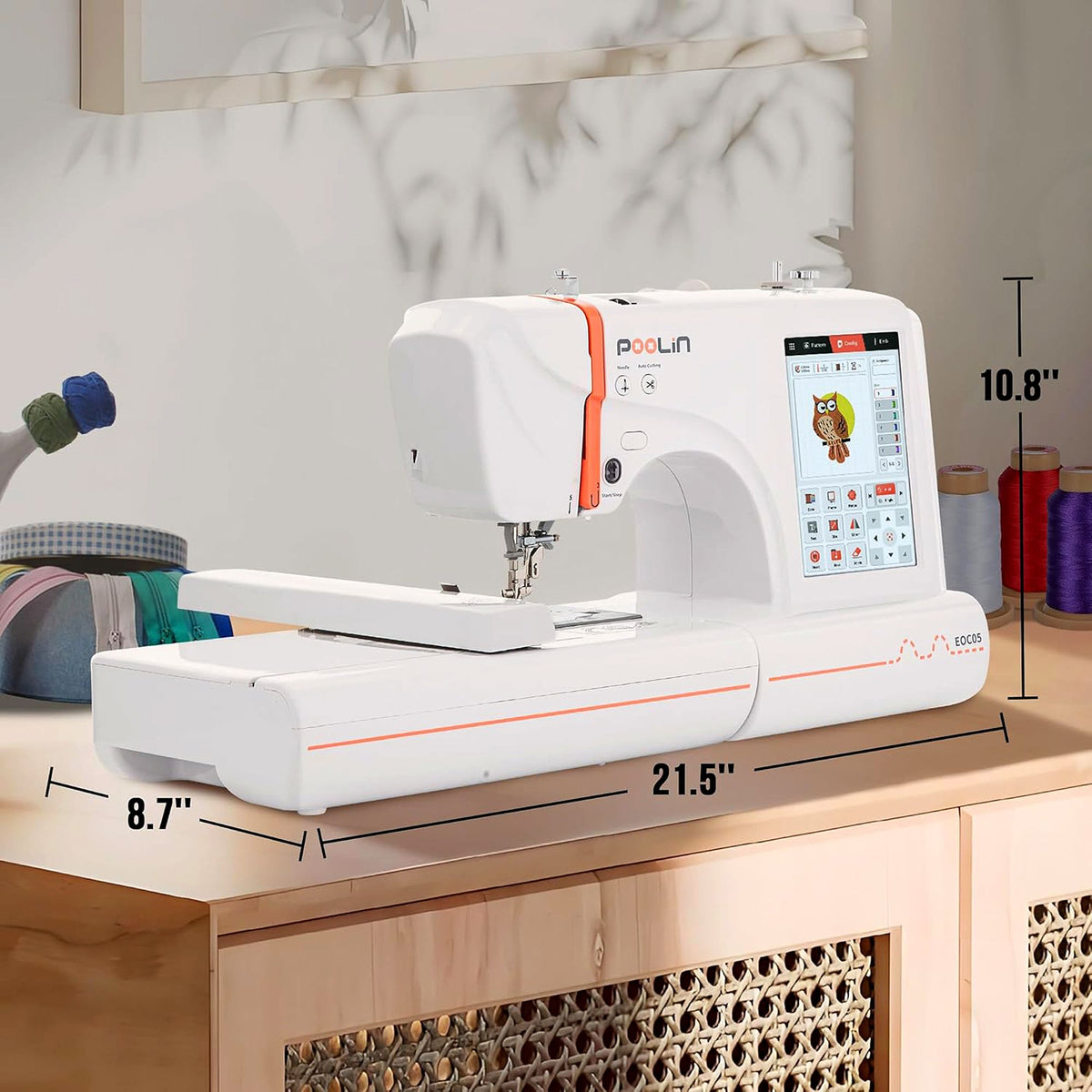 Poolin EOC05 4in x 9.2in Computerized Embroidery Machine For Beginners Brother Sewing Bundle Poolin 