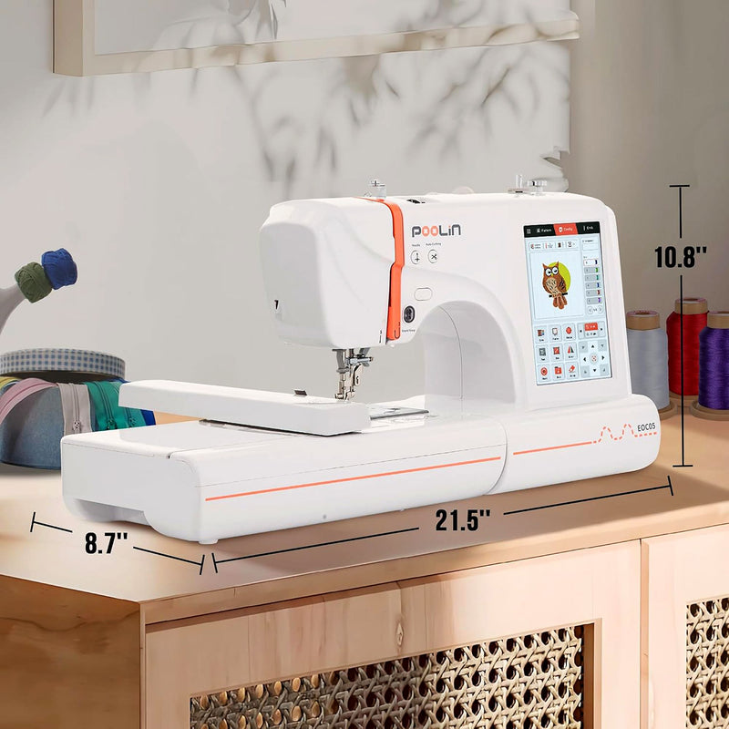 Poolin EOC05 4in x 9.2in Computerized Embroidery Machine For Beginners Brother Sewing Bundle Poolin 