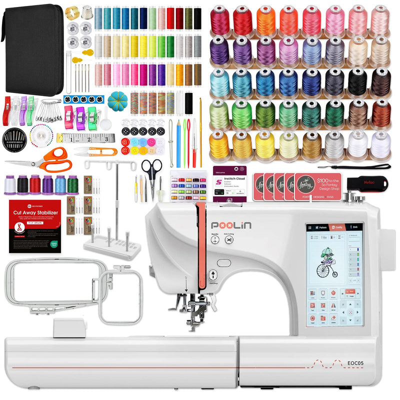 POOLIN EOC05 4in x 9.2in Embroidery Machine with Embroidery Accessory Kit Poolin Embroidery Machines Poolin 