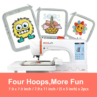 Poolin EOC06 7.9in x 11in Computerized Embroidery Machine For Home Business Brother Sewing Bundle Poolin 