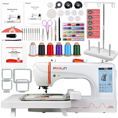 POOLIN EOC06 7.9in x 11in Computerized Embroidery Machine For Home Business Brother Sewing Bundle Poolin 