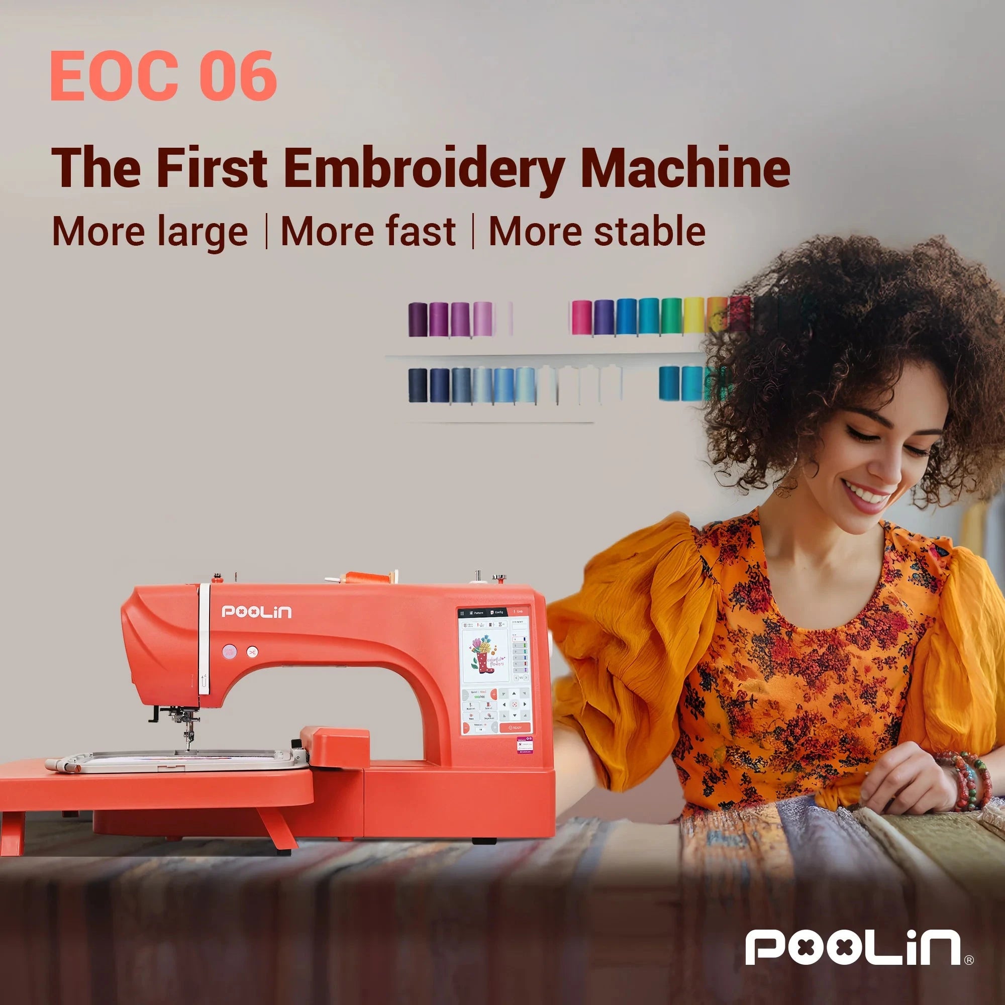 POOLIN EOC06 7.9in x 11in Computerized Embroidery Machine - Red Poolin Embroidery Machines Poolin 