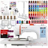 POOLIN EOC06 7.9in x 11in Embroidery Machine with 80 Embroidery Spools Bundle Poolin Embroidery Machines Poolin 