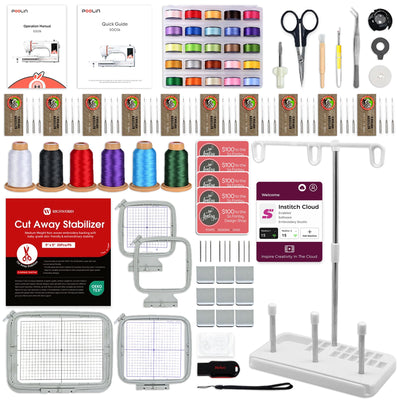 POOLIN EOC06 7.9in x 11in Embroidery Machine with 80 Embroidery Spools Bundle Poolin Embroidery Machines Poolin 
