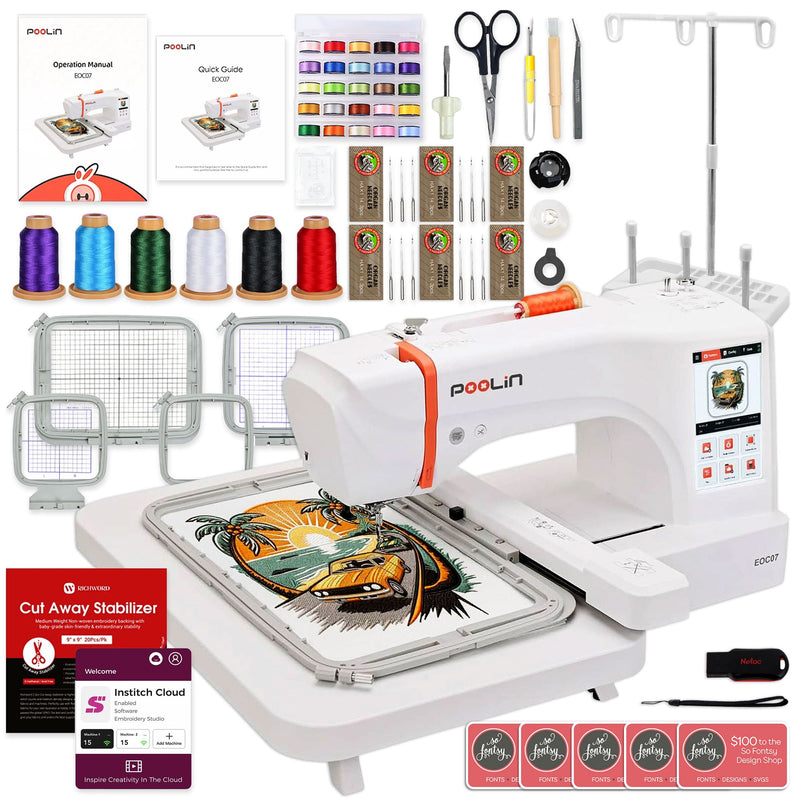POOLIN EOC07 7.9in x 15in Computerized Embroidery Machine For Home Business Poolin Embroidery Machines Poolin 