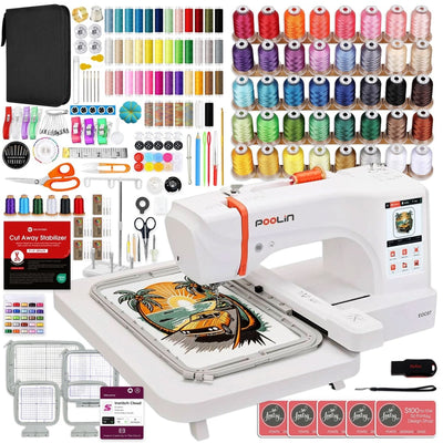 POOLIN EOC07 7.9in x 15in Embroidery Machine with Embroidery Accessory Kit - Swing Design1