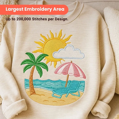 POOLIN EOC07 7.9in x 15in Hoop Area Computerized Embroidery Machine - Red - Swing Design15