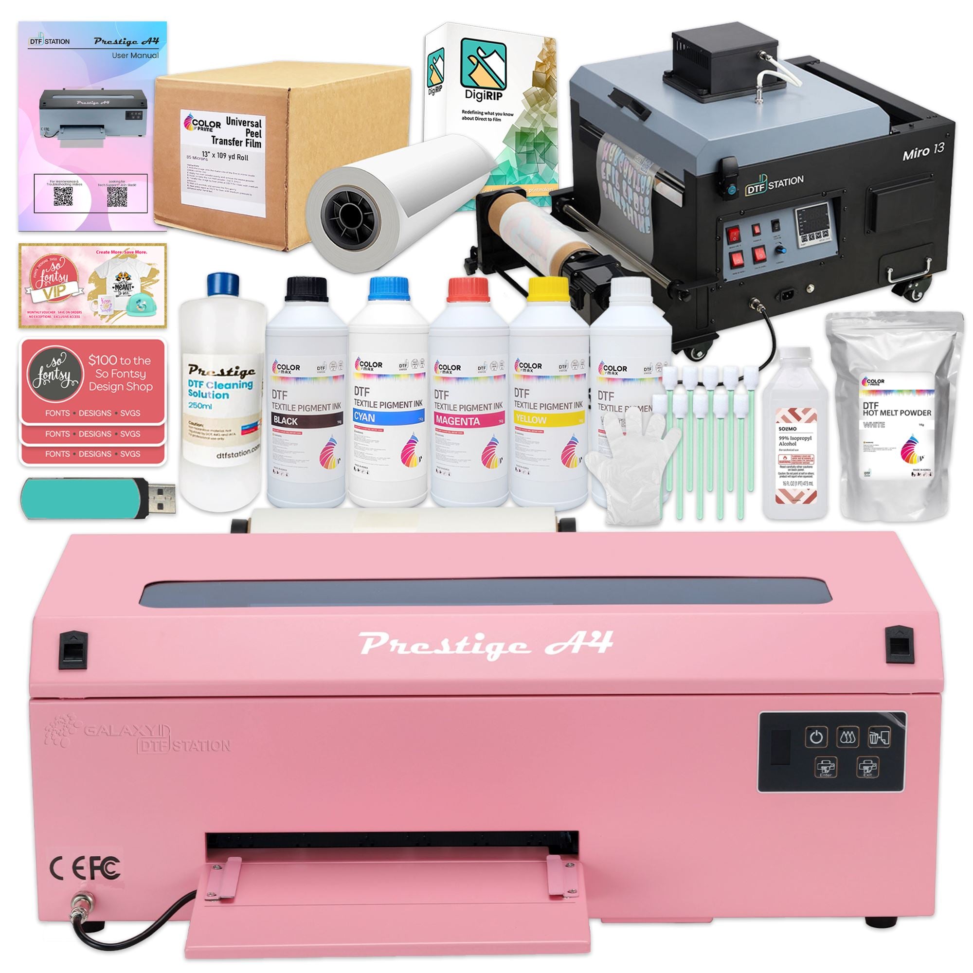  A3+ L1800 DTF Printer/Roll Feeder+AUTO Powder Shaker Dryer -  Direct-to-Film DTF Printers for Heat Transfer - DTF Transfer Printer for  T-Shirts, Hoodie, (Printer, Powder Shaker Dryer, Ink, Film) : Office  Products