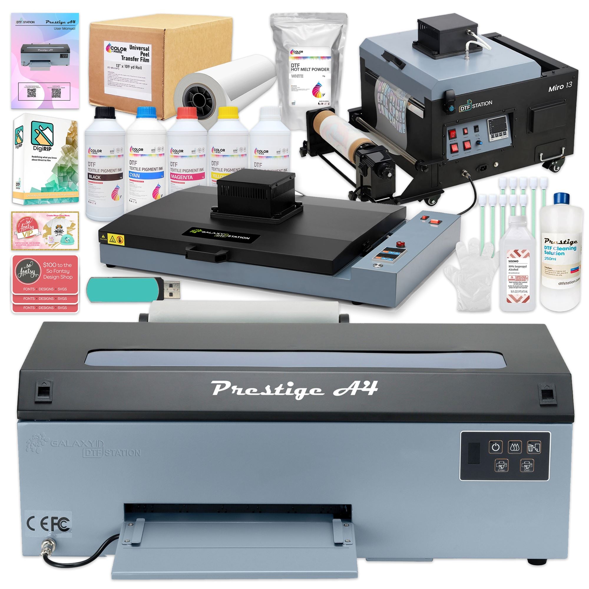 Prestige A4 Direct to Film (DTF) Roll Printer w/ Inks, Supplies - Pink