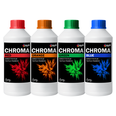 Prestige Direct To Film (DTF) Color Prime Chroma Ink RGBO Bundle - 1 kg Swing Design 1