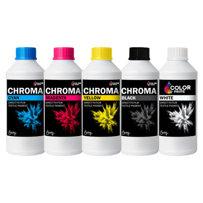 Prestige Direct To Film (DTF) Color Prime Chroma Ink Set - CMYK + White DTF Prestige 