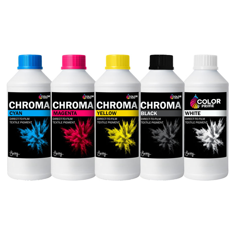 Prestige Direct To Film (DTF) Color Prime Chroma Ink Set - CMYK + White DTF Prestige 