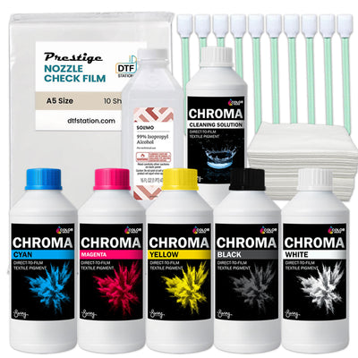 Prestige DTF Color Prime Chroma Ink &amp; Cleaning Supplies Starter Bundle DTF Prestige 