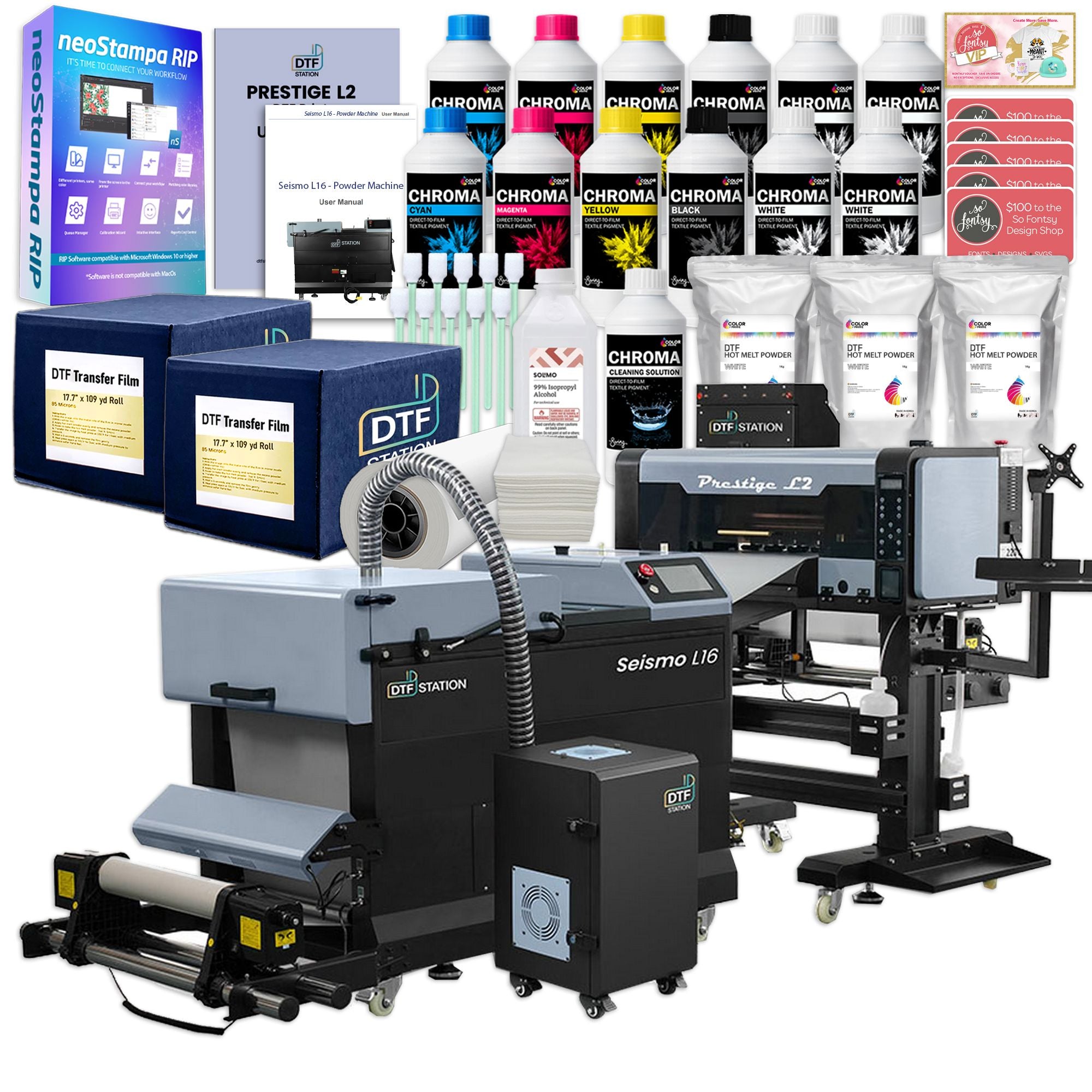 Prestige L2 Direct To Film Printer w/ L16R Inline Oven Deluxe Bundle & Training DTF Bundles Prestige 