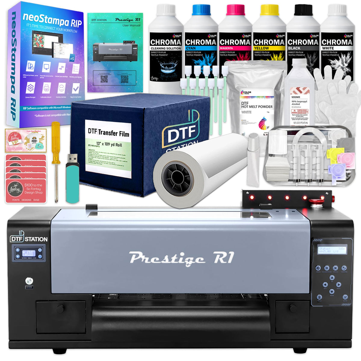 Prestige R1 Direct To Film (DTF) Roll Printer with Inks, Supplies DTF Bundles Prestige 