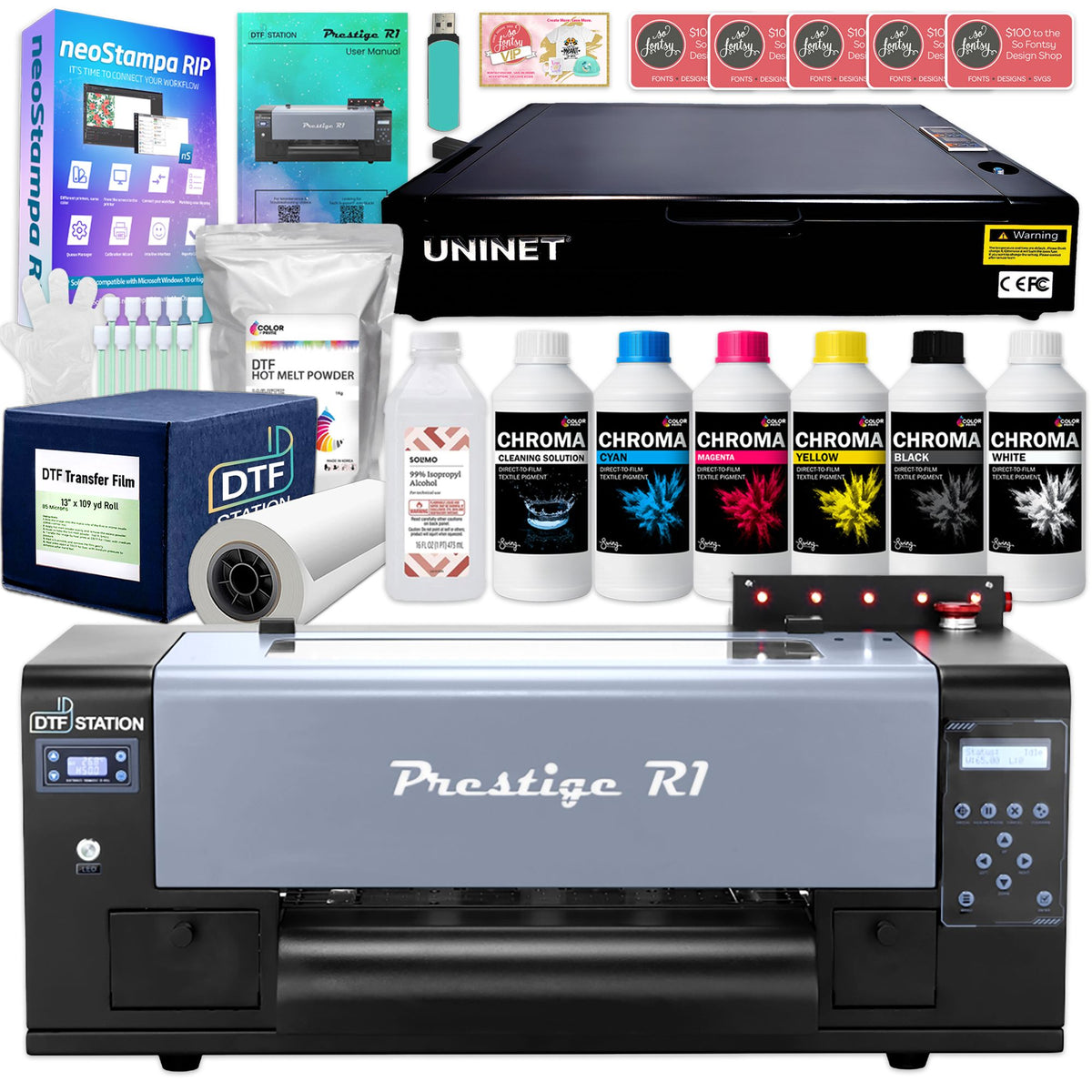 Prestige R1 Direct to Film (DTF) Roll Printer with Oven, Filter, Inks, Supplies DTF Bundles Prestige 
