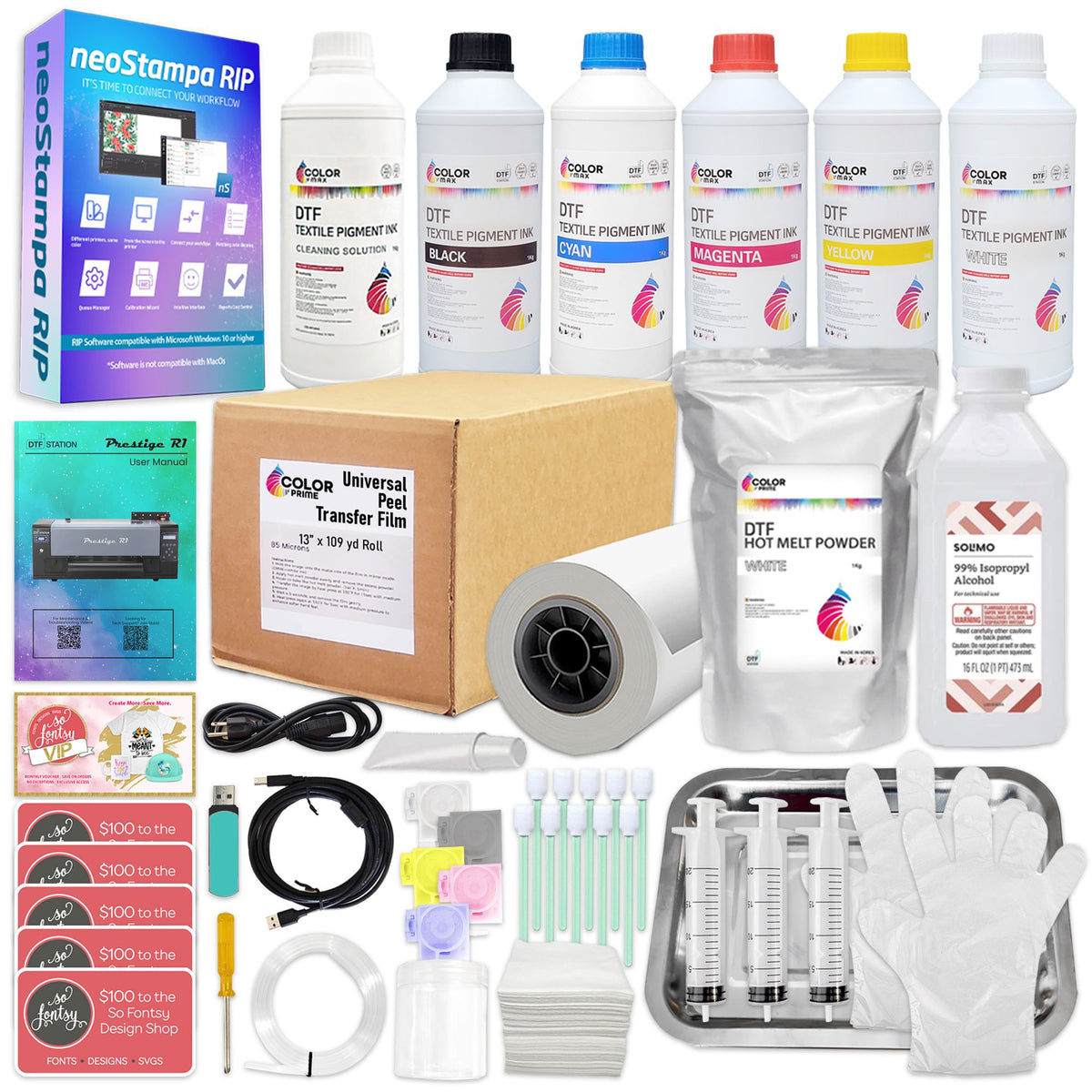 Prestige R1 Direct to Film (DTF) Roll Printer with Oven, Filter, Inks, Supplies DTF Bundles Prestige 