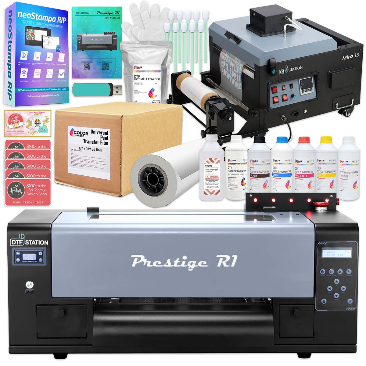 Prestige R1 DTF Roll Printer with Miro 13 Inline Shaker &amp; Oven Bundle DTF Bundles Prestige 